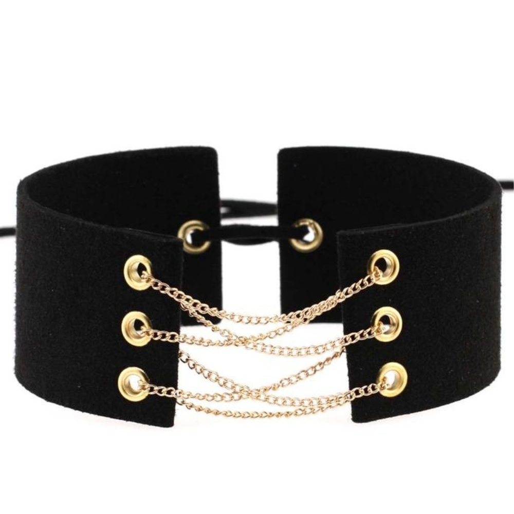 Velvet Neckband Chain Choker